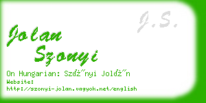 jolan szonyi business card